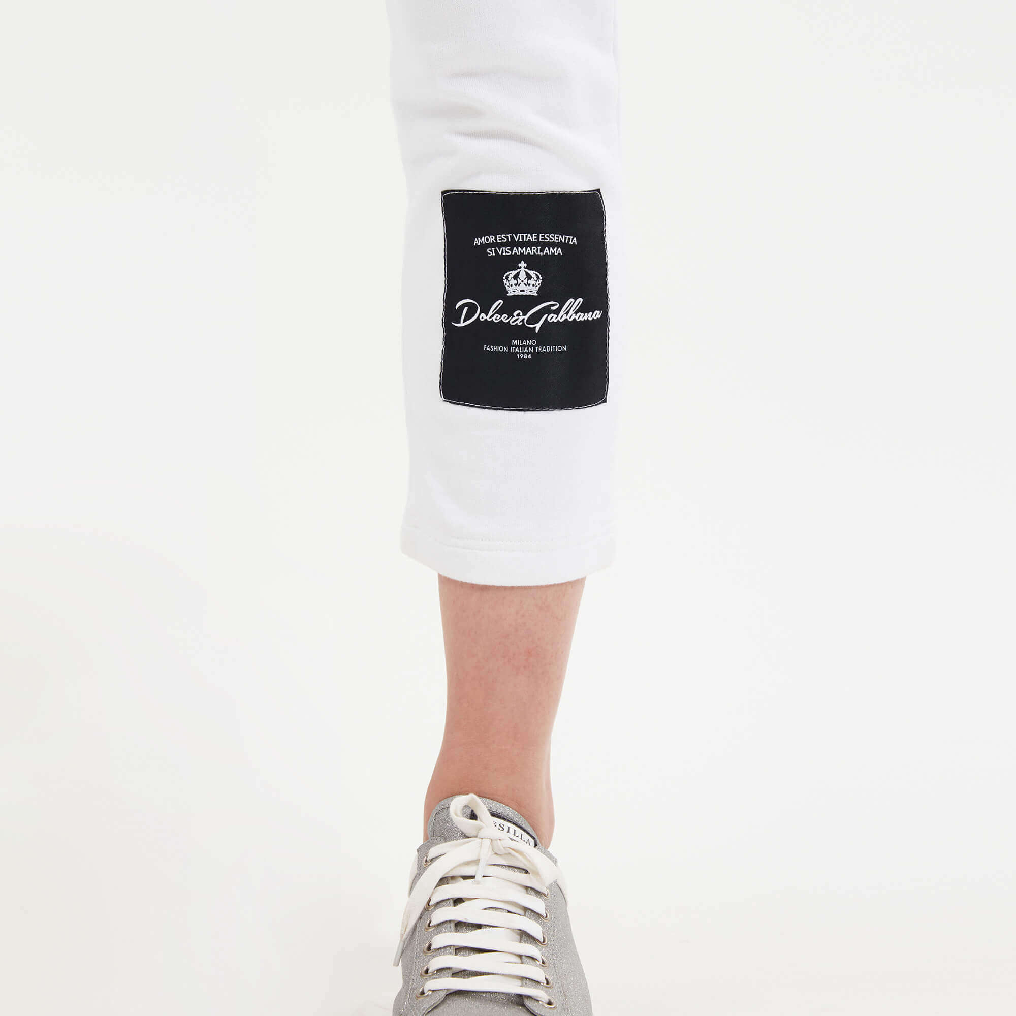 Dolce&Gabbana - White Cotton Logo Patchwork Track Pants